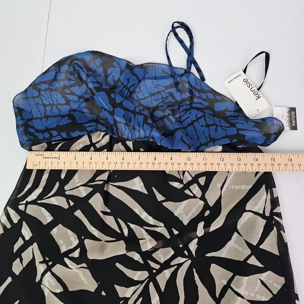 Kensie Women's XS Blue Multicolor Halterneck Sleeveless Backless Blouse NWT - Picture 3 of 15
